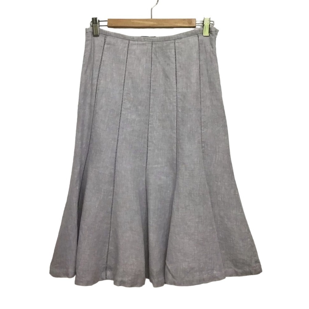 100% Linen Dalia Collection tulip skirt size 4 grey midi
